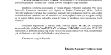 Q Yatırım Bankası’nda ‘Tefecilik’ ve ‘Aklama’ Şüphesi: İstanbul Cumhuriyet Başsavcılığı Soruşturma Başlattı